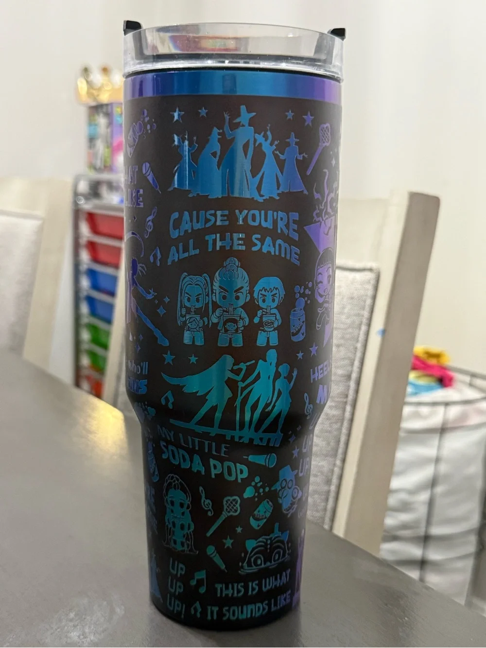KPOP Demon Hunters Iridescent 40oz Tumbler – Laser Engraved Stainless Steel New